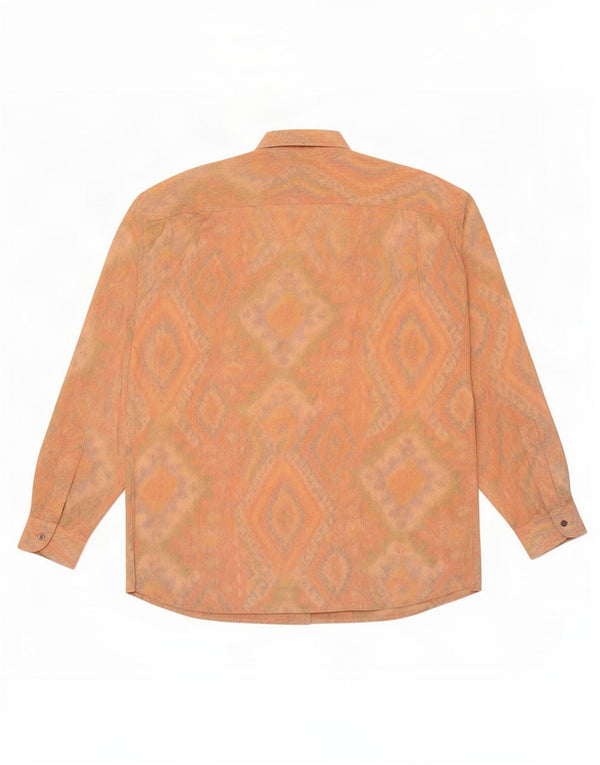 Walter Wolf Camisa para hombre Talla 44 XL Algodón geométrico naranja