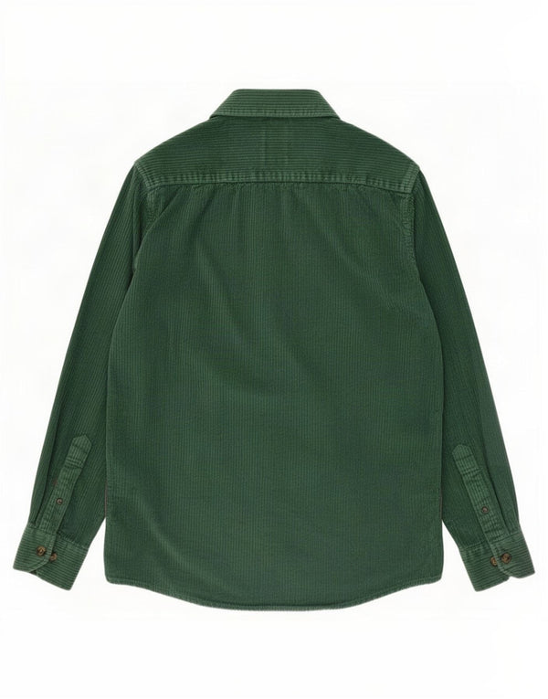 Zara Hombre Camisa Relaxed Fit De Pana Algodón Color Block Verde Medio