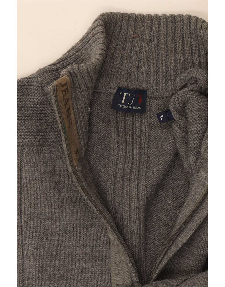Trussardi Jeans Jersey Hombre con Cremallera y Cuello XL Gris