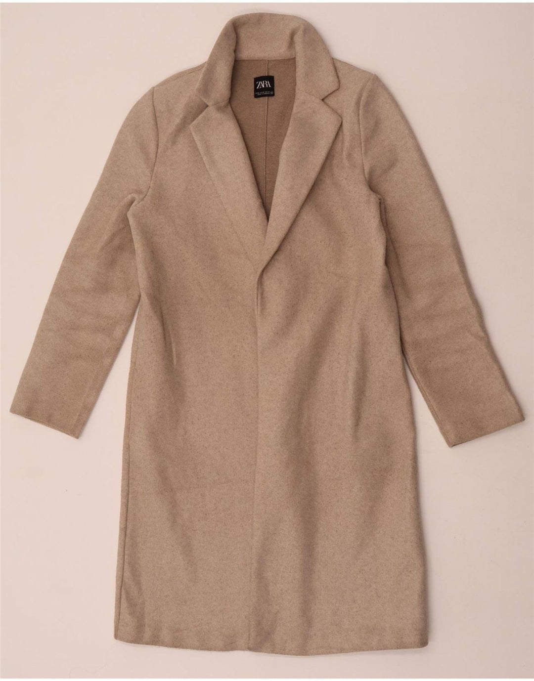 Zara Mujer Abrigo UK 42 Poliéster Beige Medio