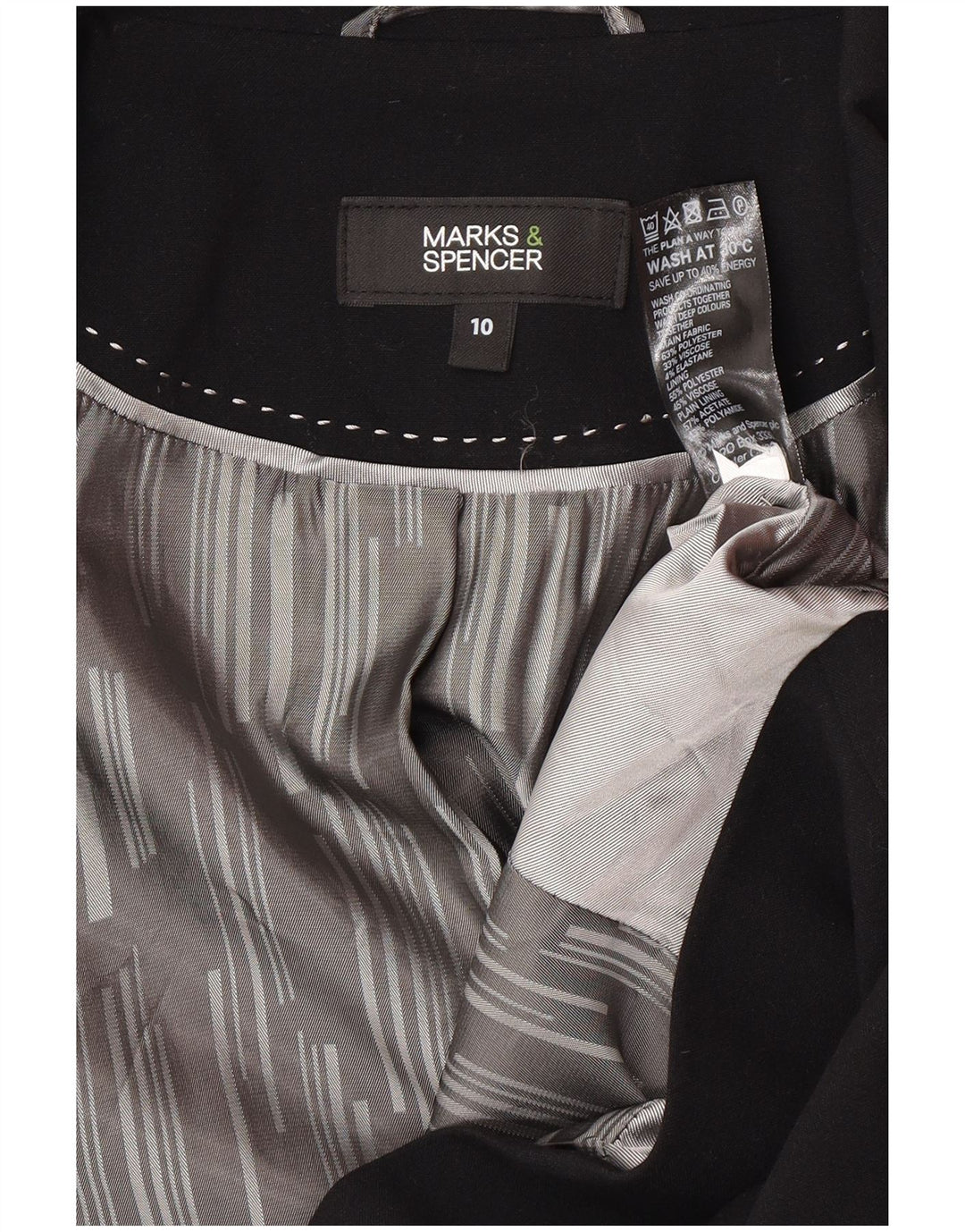 Marks & Spencer Chaqueta tipo blazer con 1 botón para mujer UK 10 Small Poliéster negro