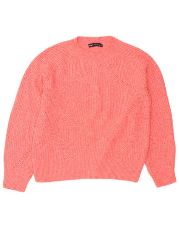 Marks & Spencer Suéter Corto con Cuello Redondo para Mujer UK 10 Small Pink