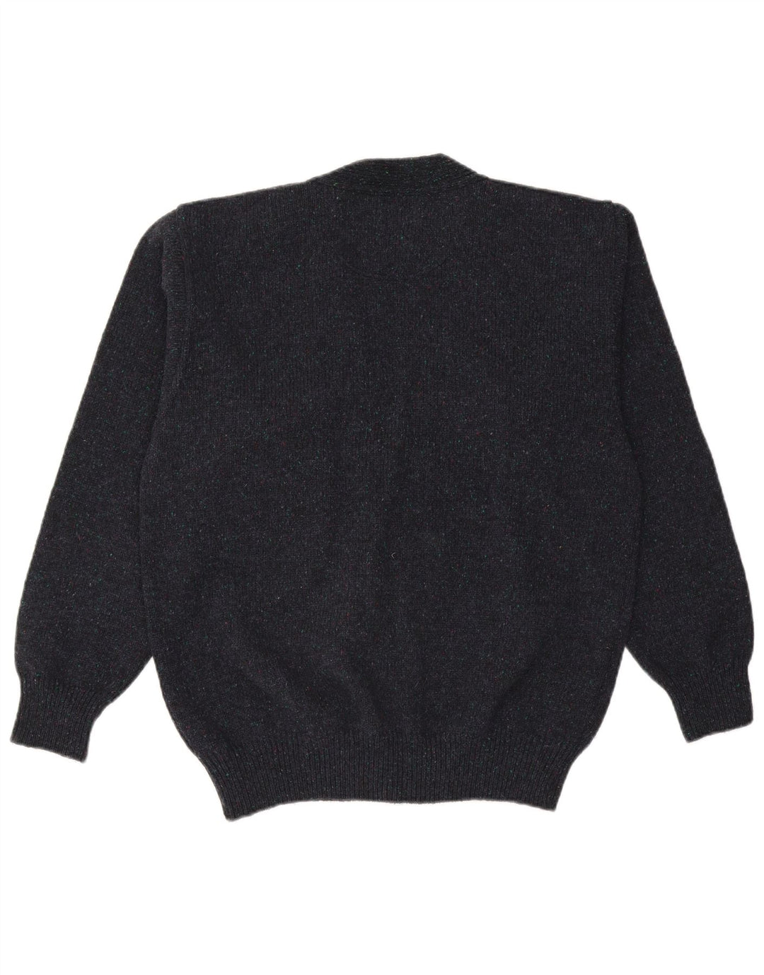 Vintage hombre Cardigan suéter IT 50 lana azul marino medio