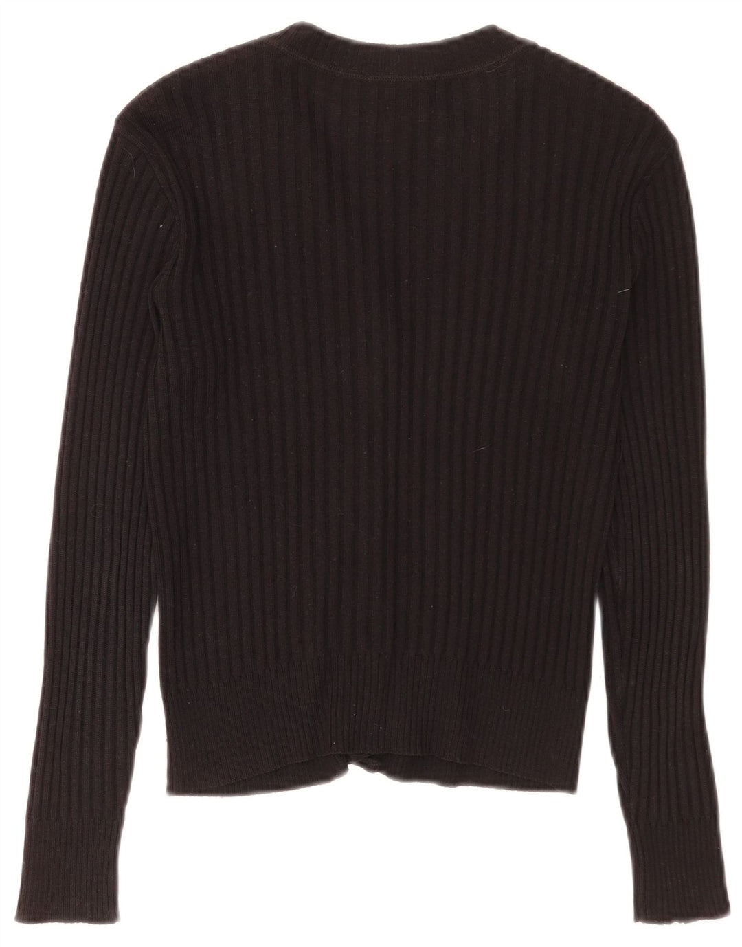 Vintage mujer crop cardigan suéter EU 36 pequeño negro poliacrílico