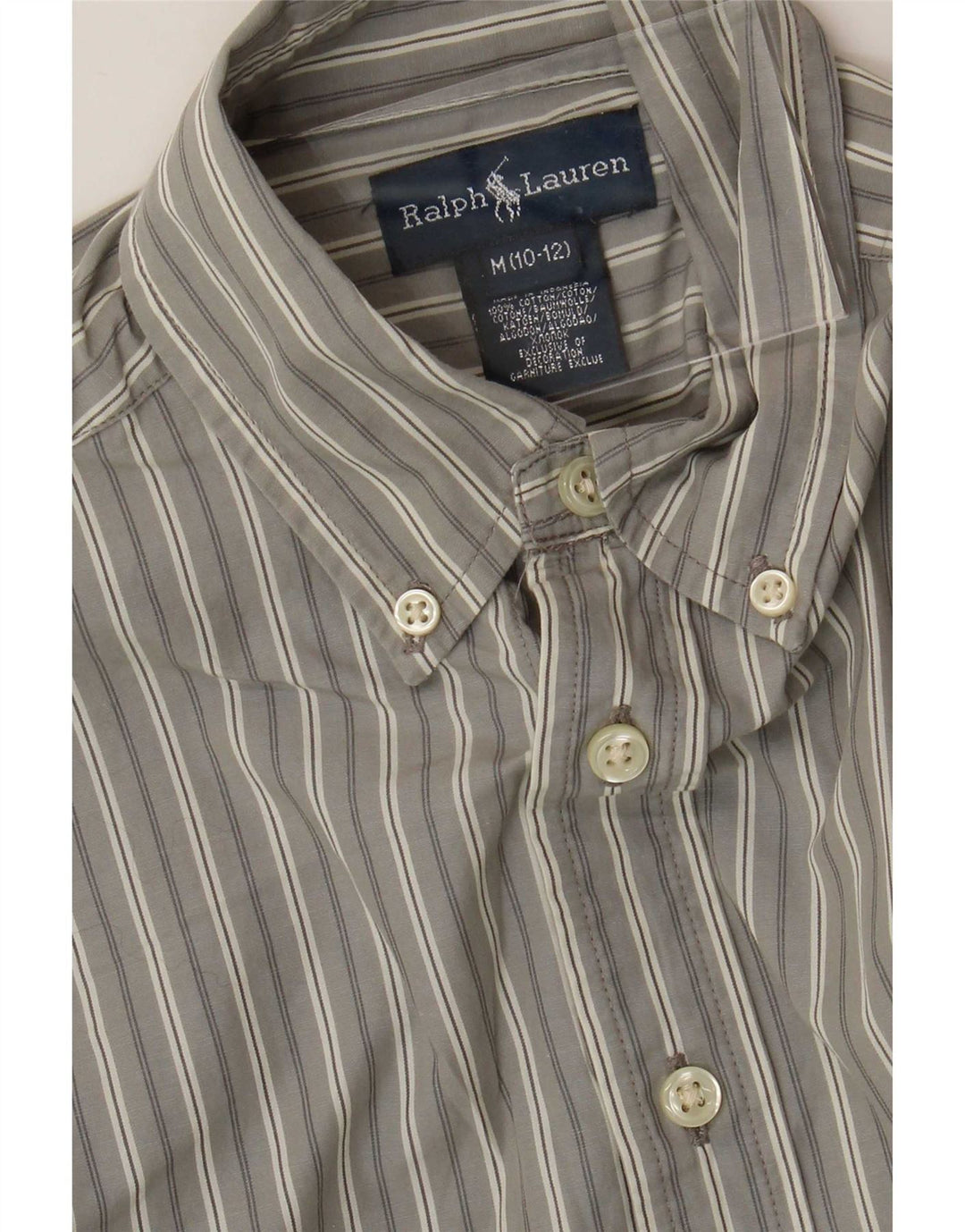 Ralph Lauren Camisa Niño 10-11 Años Algodón Rayas Gris Medio