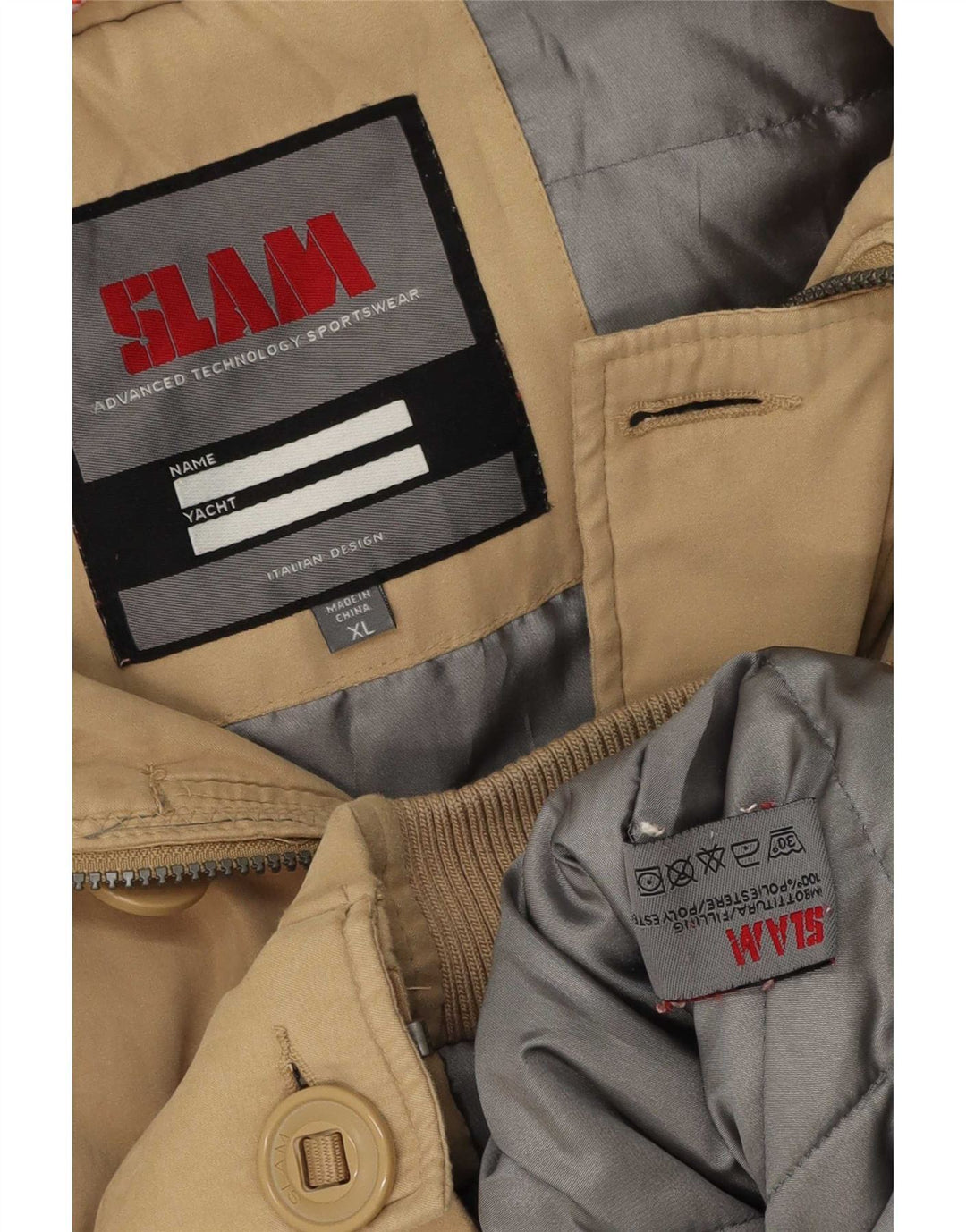 Slam Chaqueta Bomber con Capucha para Hombre UK 42 XL Poliéster Beige