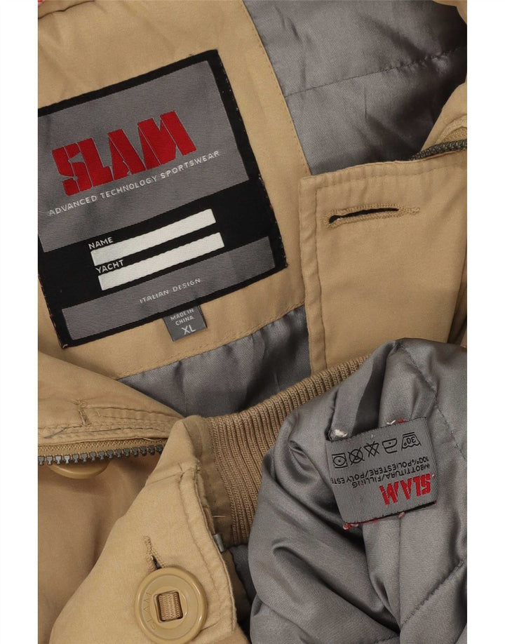 Slam Chaqueta Bomber con Capucha para Hombre UK 42 XL Poliéster Beige