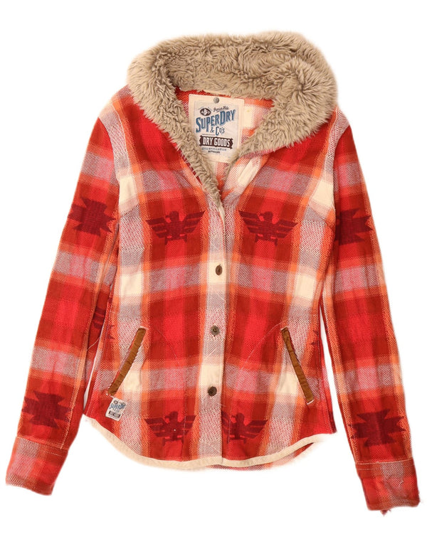 Superdry Camisa de franela con gráfico Lumberjack para mujer, talla 40, talla pequeña, cuadros rojos