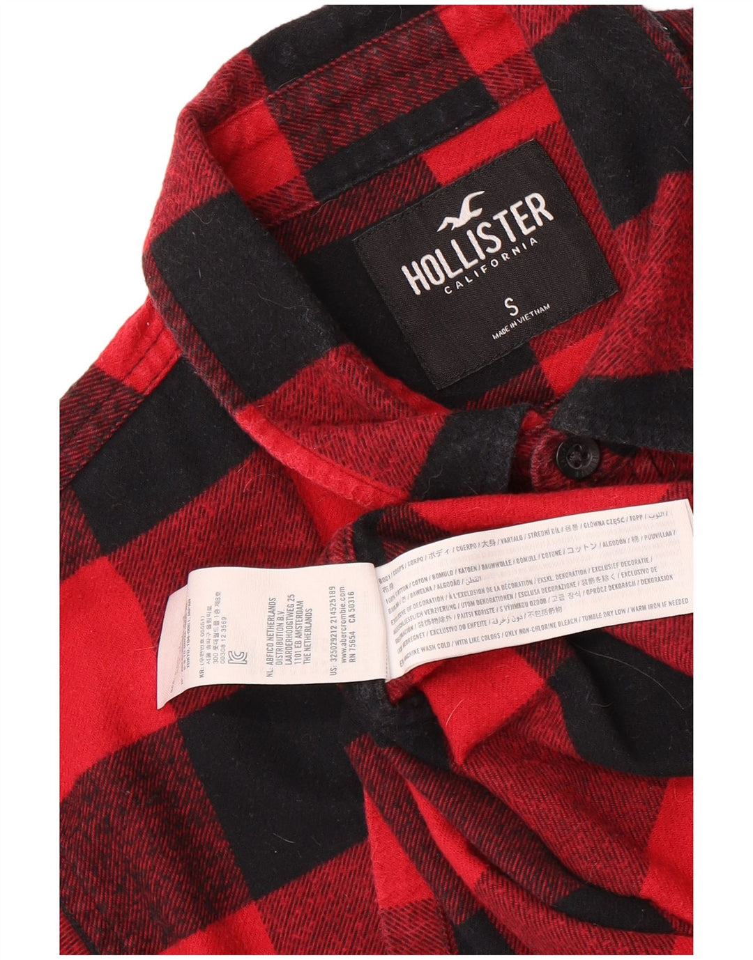 Camisa Hollister Hombre De Franela De Algodón A Cuadros Rojos Pequeños