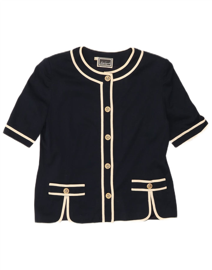 LUISA SPAGNOLI Chaqueta Blazer de Manga Corta para Mujer IT 44 Azul Marino Medio