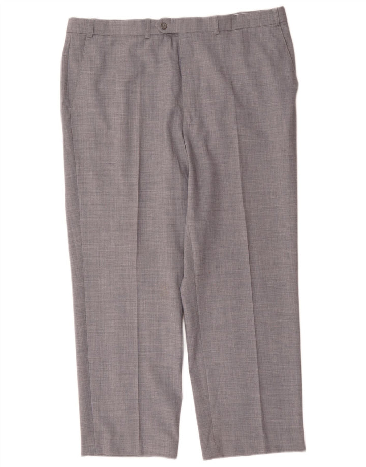 Marks & Spencer Pantalón de traje recto para hombre W40 L29 Poliéster gris