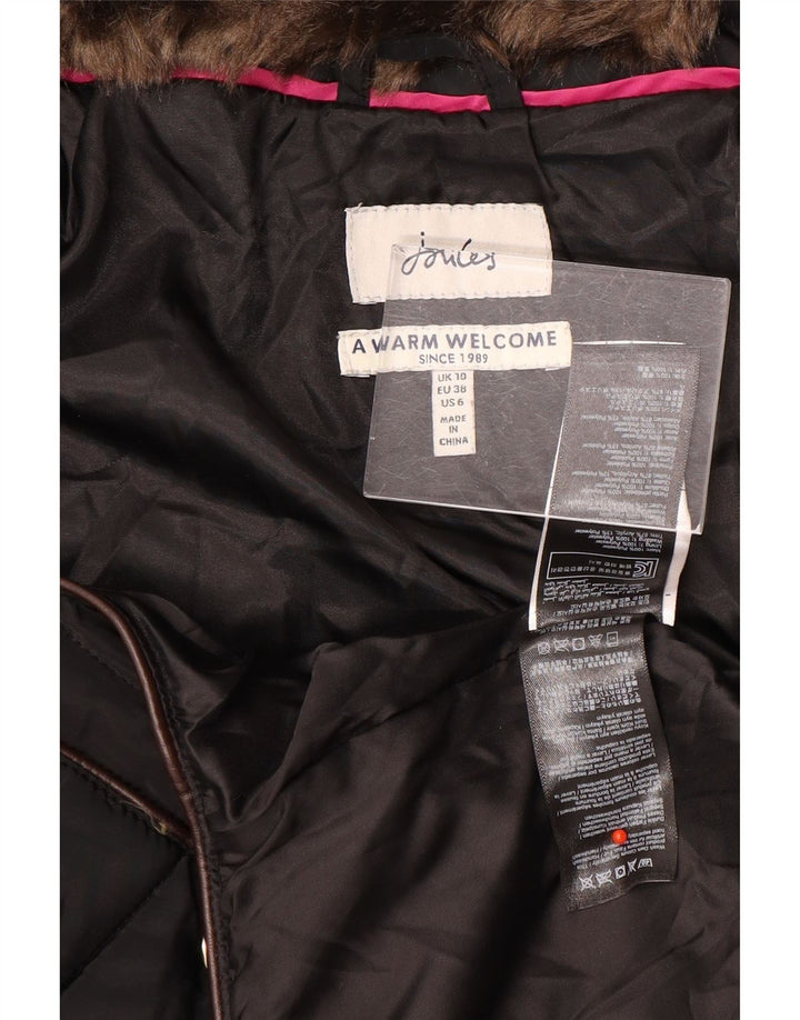 Joules Chaqueta acolchada con capucha para mujer UK 10 Small Poliéster negro