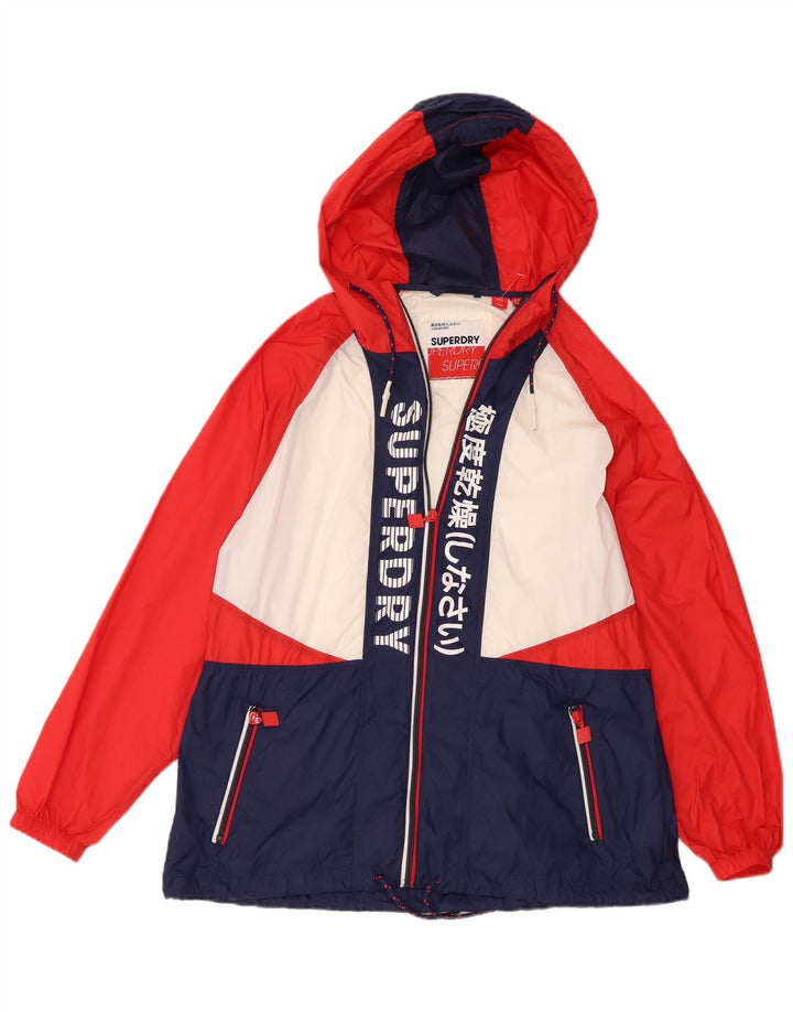 Superdry Chaqueta impermeable con gráfico extragrande para mujer, talla 40, talla pequeña, multicolor