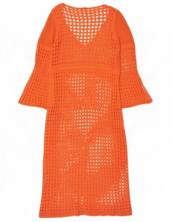 Zara Vestido tipo jersey de crochet extragrande para mujer UK 46 Grande Naranja
