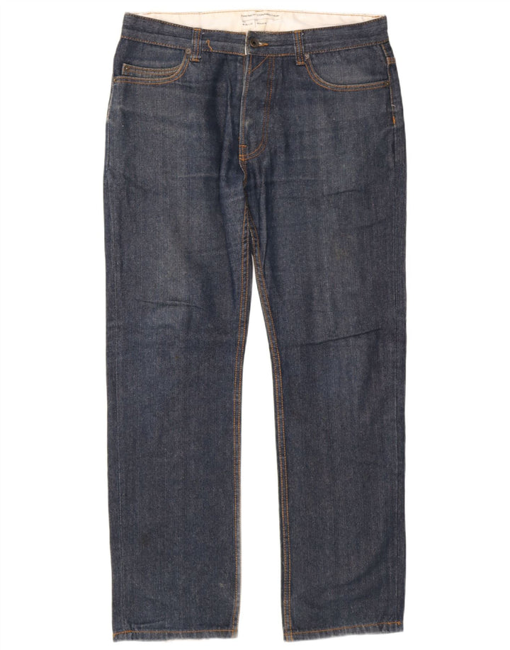 French Connection Vaqueros rectos regulares para hombre W34 L32 Algodón azul marino