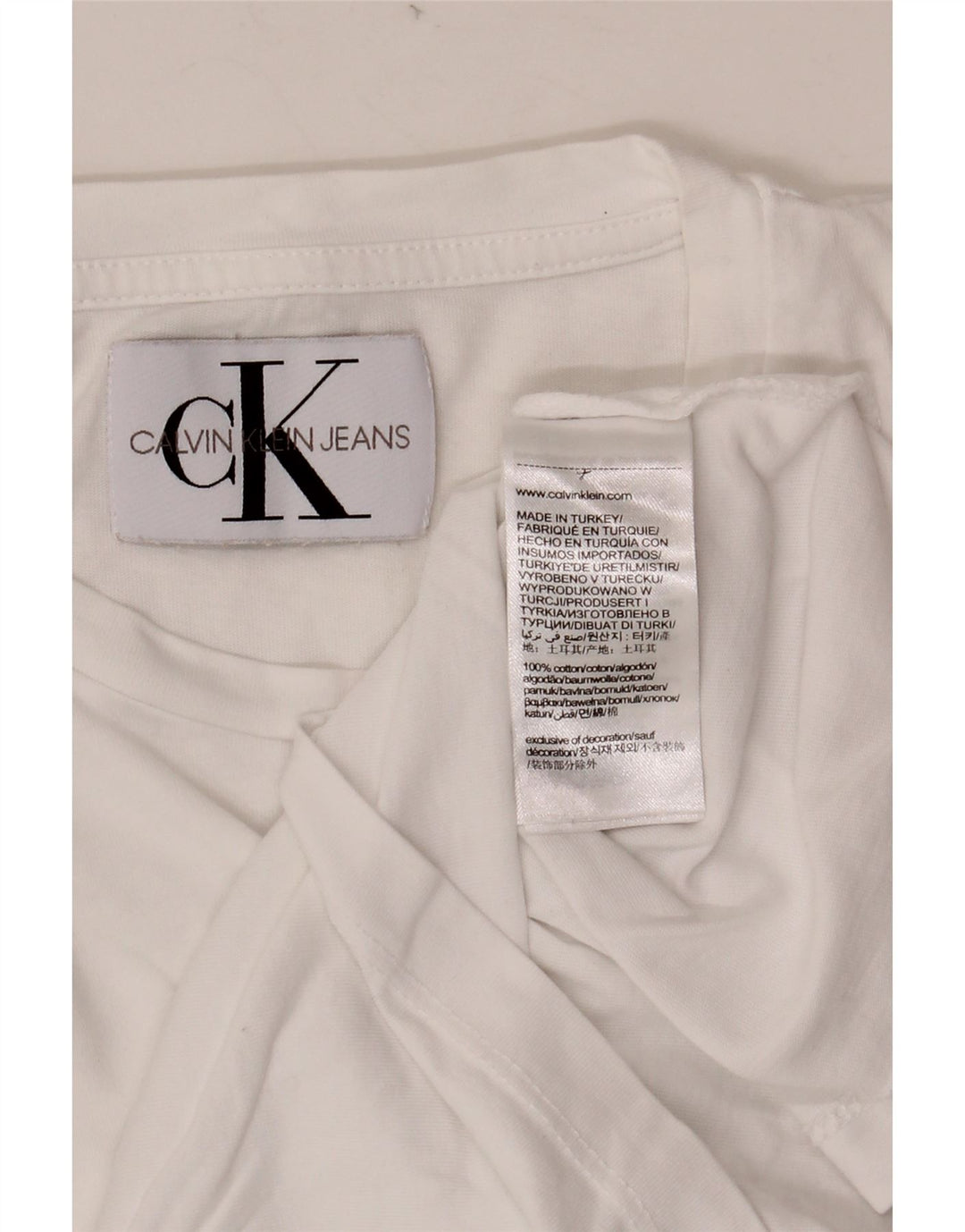 CALVIN KLEIN JEANS Camiseta gráfica para hombre Top Small White Cotton