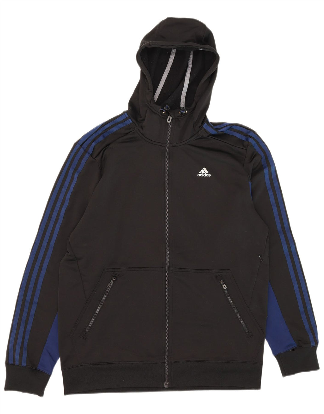 Adidas Hombre Climalite Zip Sudadera Con Capucha Suéter Medio Negro Colorblock Poliéster