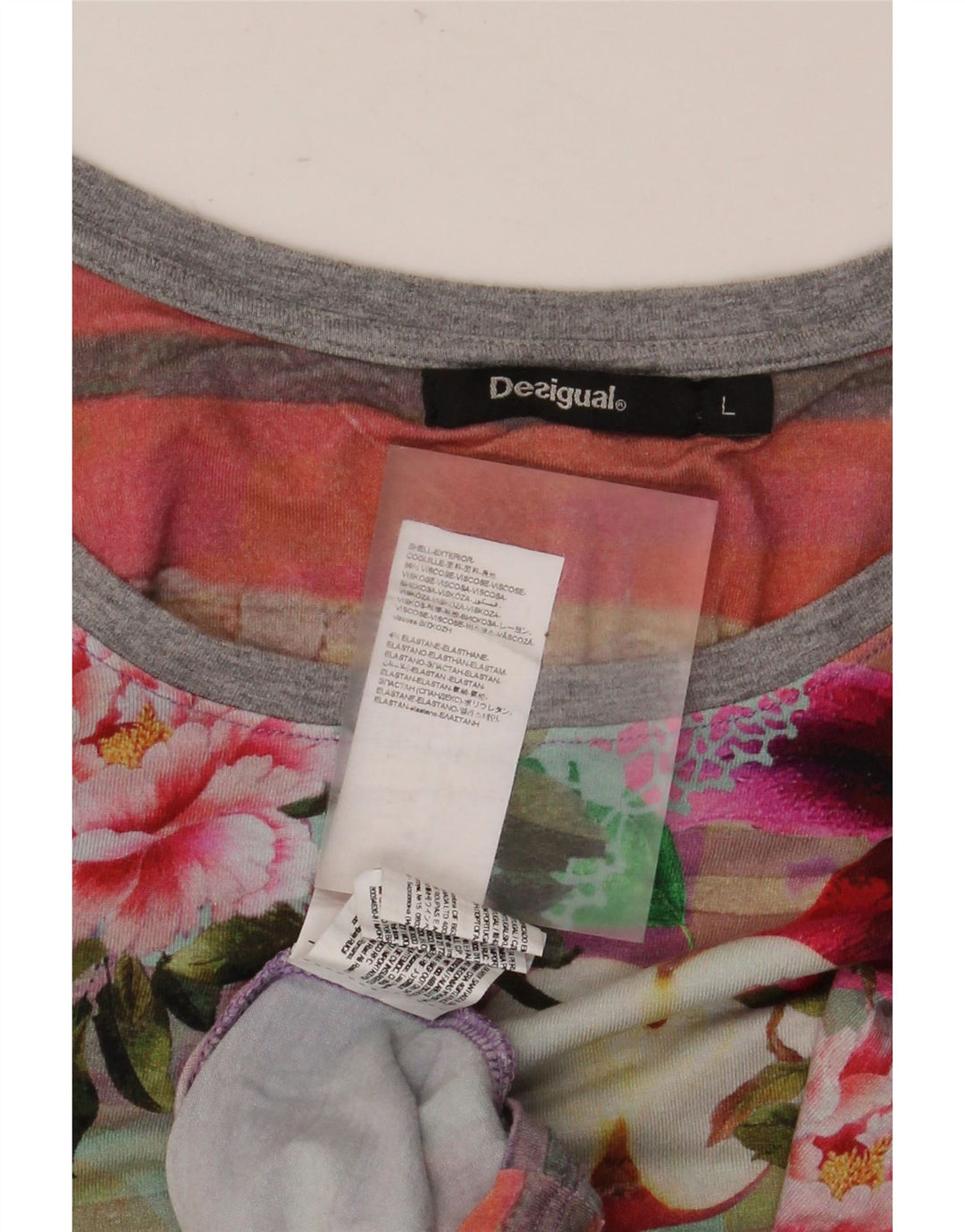 Desigual Blusa Regular para Mujer Top UK 46 Grande Viscosa Floral Multicolor