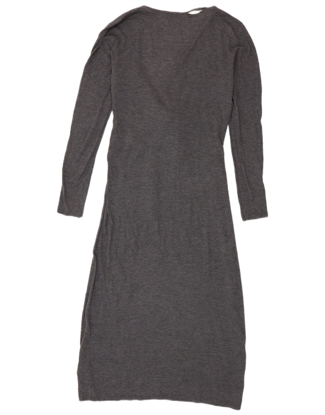Zara Mujer Vestido Jersey De Manga Larga UK 10 Small Gris Poliéster