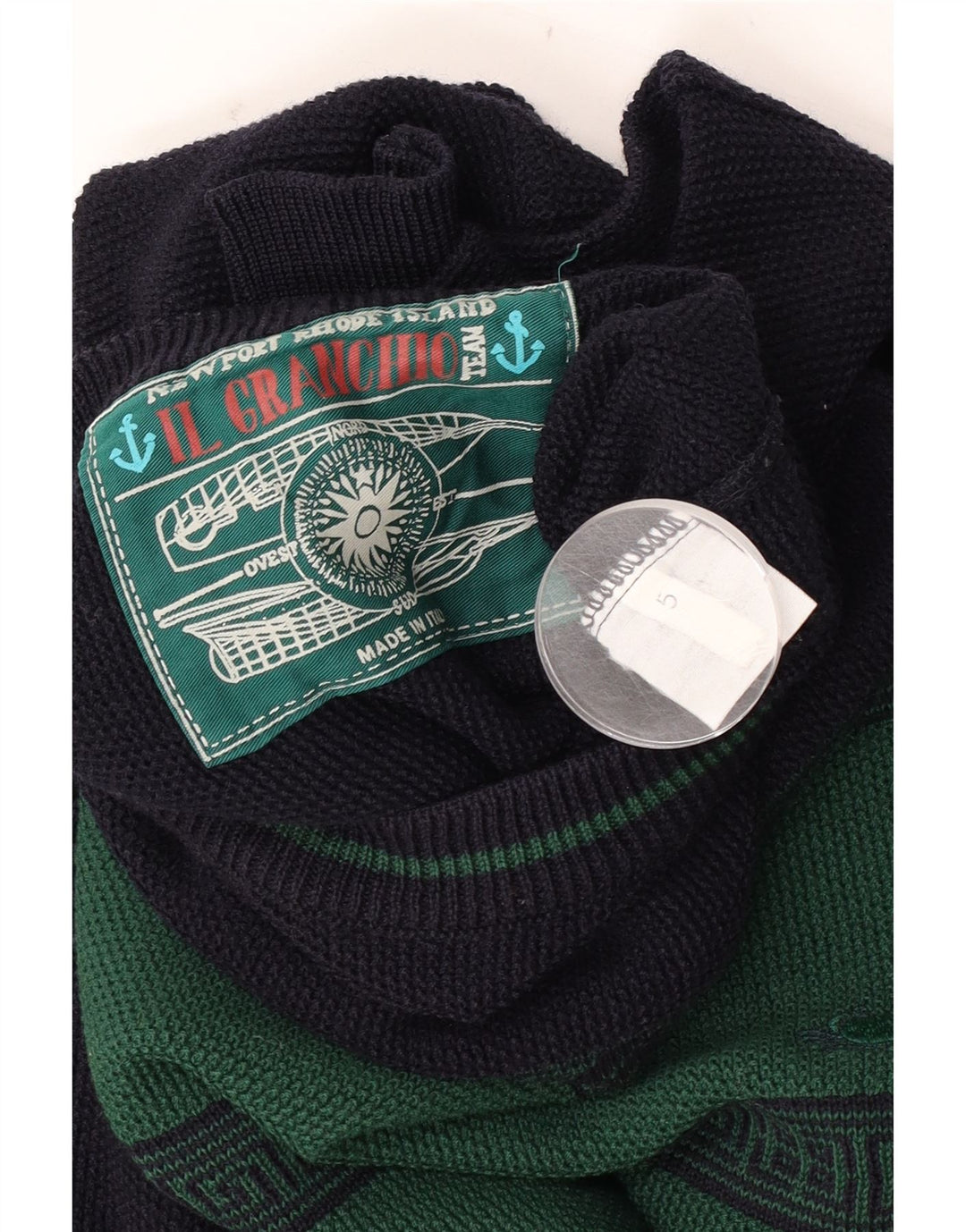Il Granchio Hombre Jersey Con Cuello Redondo Color Block Verde Medio