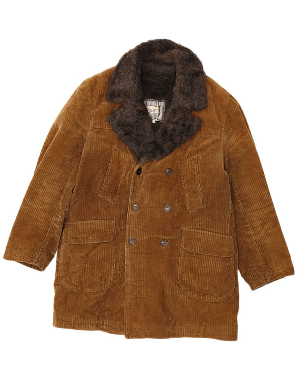 Vintage hombres doble pecho pana abrigo IT 52 XL Beige