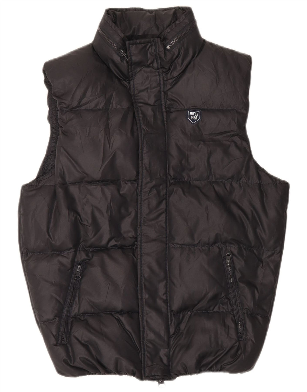 Rifle Chaleco acolchado con capucha para hombre UK 36 Small Poliéster negro