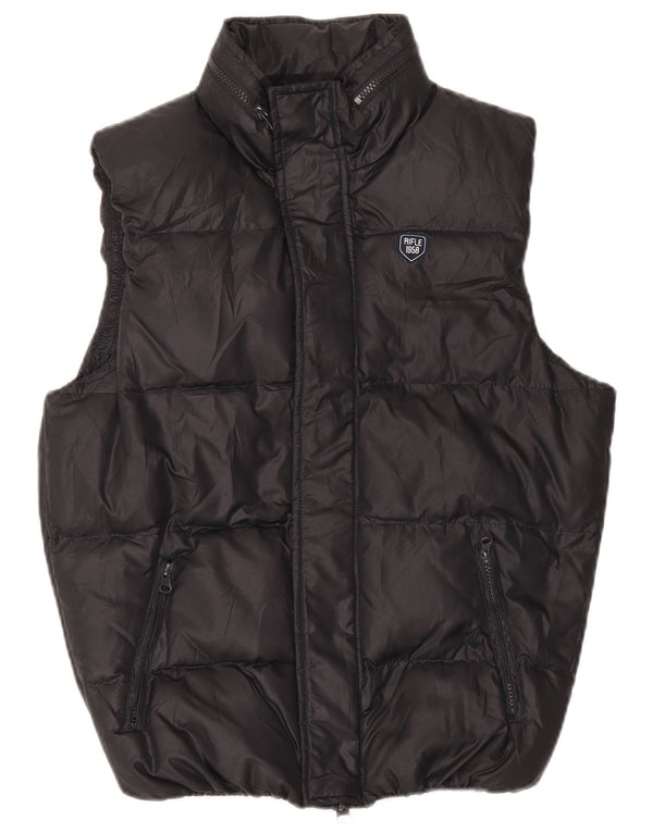 Rifle Chaleco acolchado con capucha para hombre UK 36 Small Poliéster negro