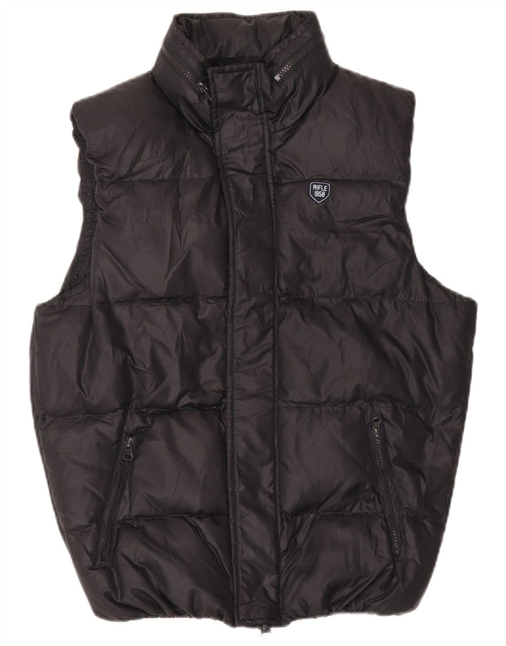 Rifle Chaleco acolchado con capucha para hombre UK 36 Small Poliéster negro