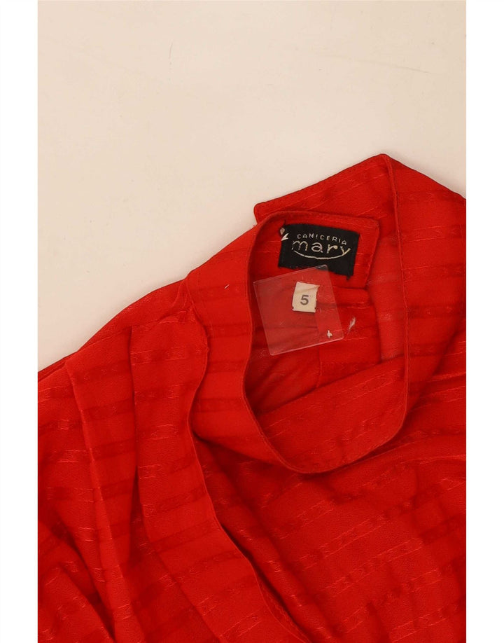 Vintage mujer crop camisa blusa US 5 pequeño poliéster a rayas rojas
