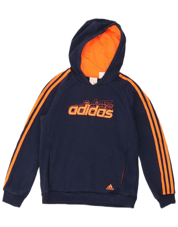 Adidas - Sudadera con capucha para niños, 11-12 años, talla grande, color azul marino a rayas