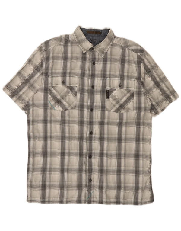 Columbia Camisa De Manga Corta Para Hombre Algodón A Cuadros Gris Medio