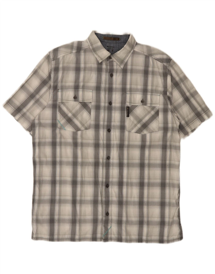 Columbia Camisa De Manga Corta Para Hombre Algodón A Cuadros Gris Medio