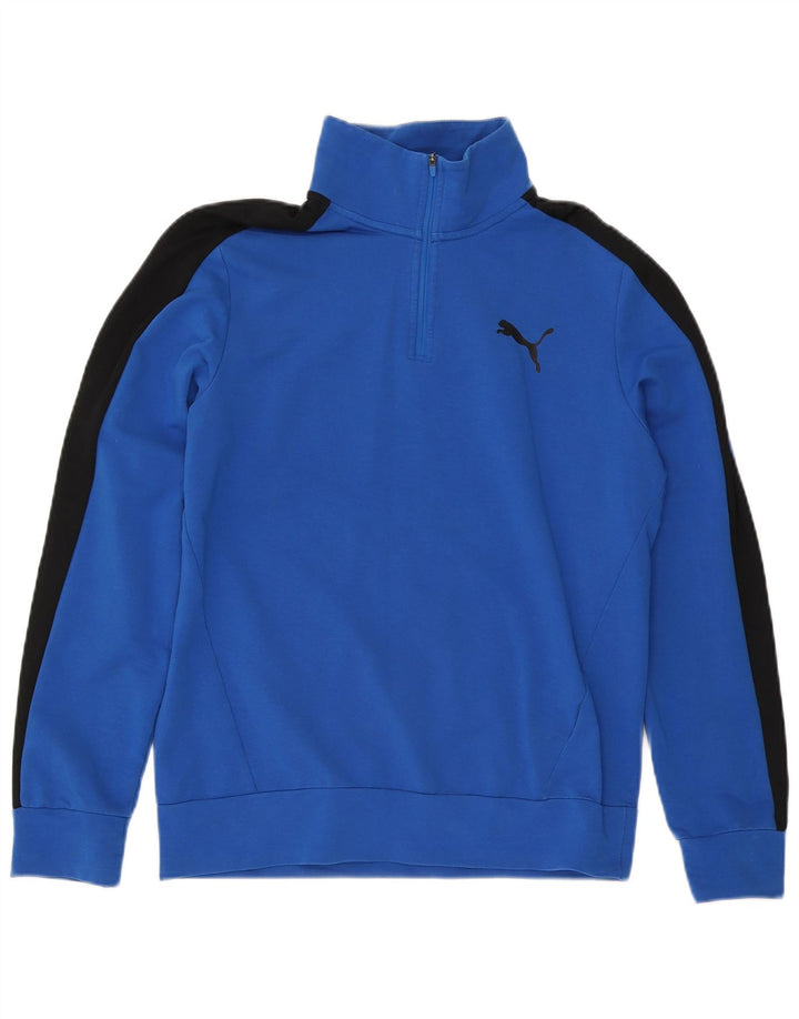 PUMA Sudadera con cuello y cremallera para hombre, color azul medio