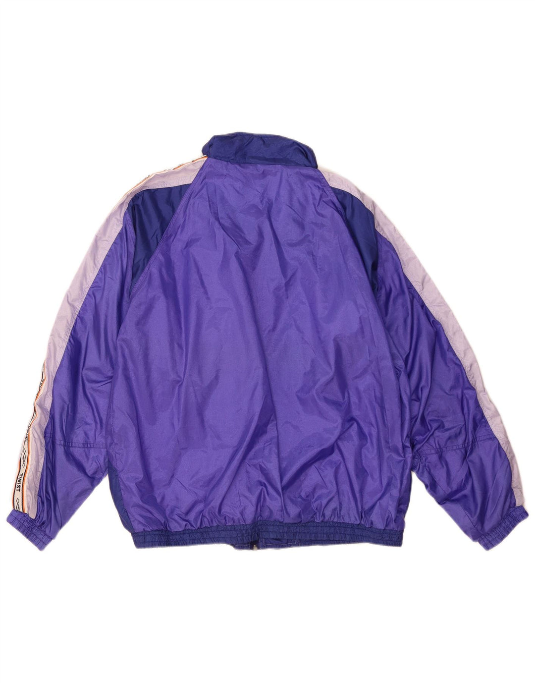Vintage hombres gráfico chándal top chaqueta grande púrpura colorblock