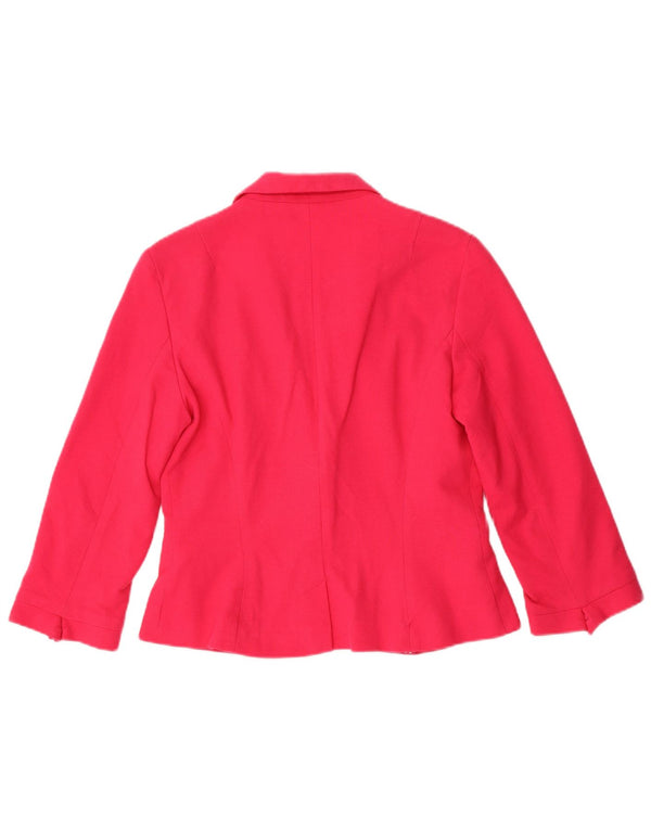 Zara Mujer Crop 1 Botón Blazer Chaqueta UK 44 Grande Algodón Rosa