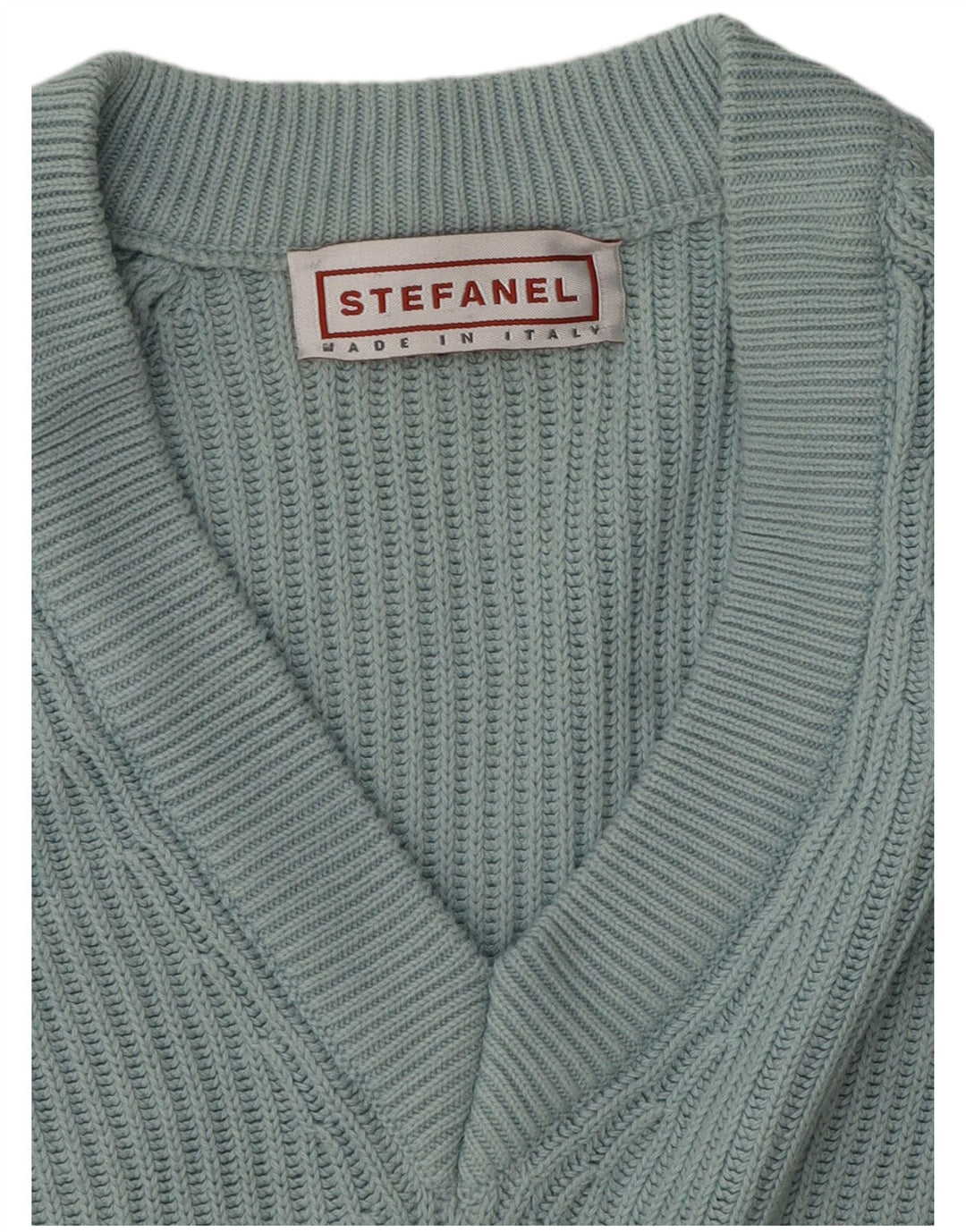 Stefanel Suéter con cuello en V para mujer UK 46 Azul grande