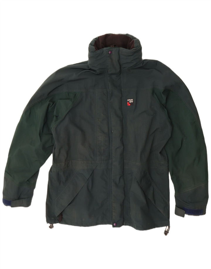 SPRAYWAY Chaqueta impermeable con capucha para hombre UK 38 Poliamida verde medio
