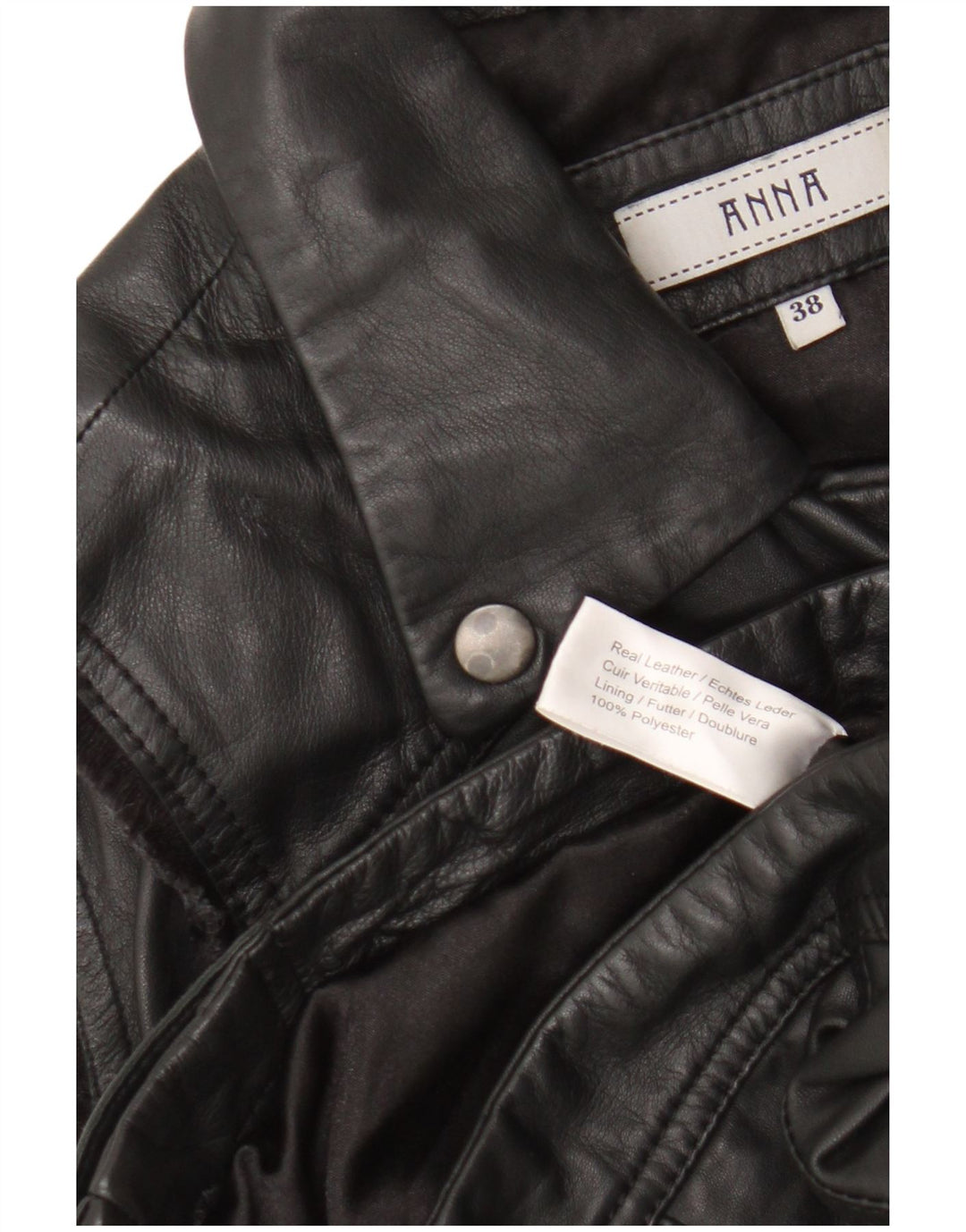 Anna - Chaleco de piel para motociclista para mujer, talla 38, talla mediana, piel negra