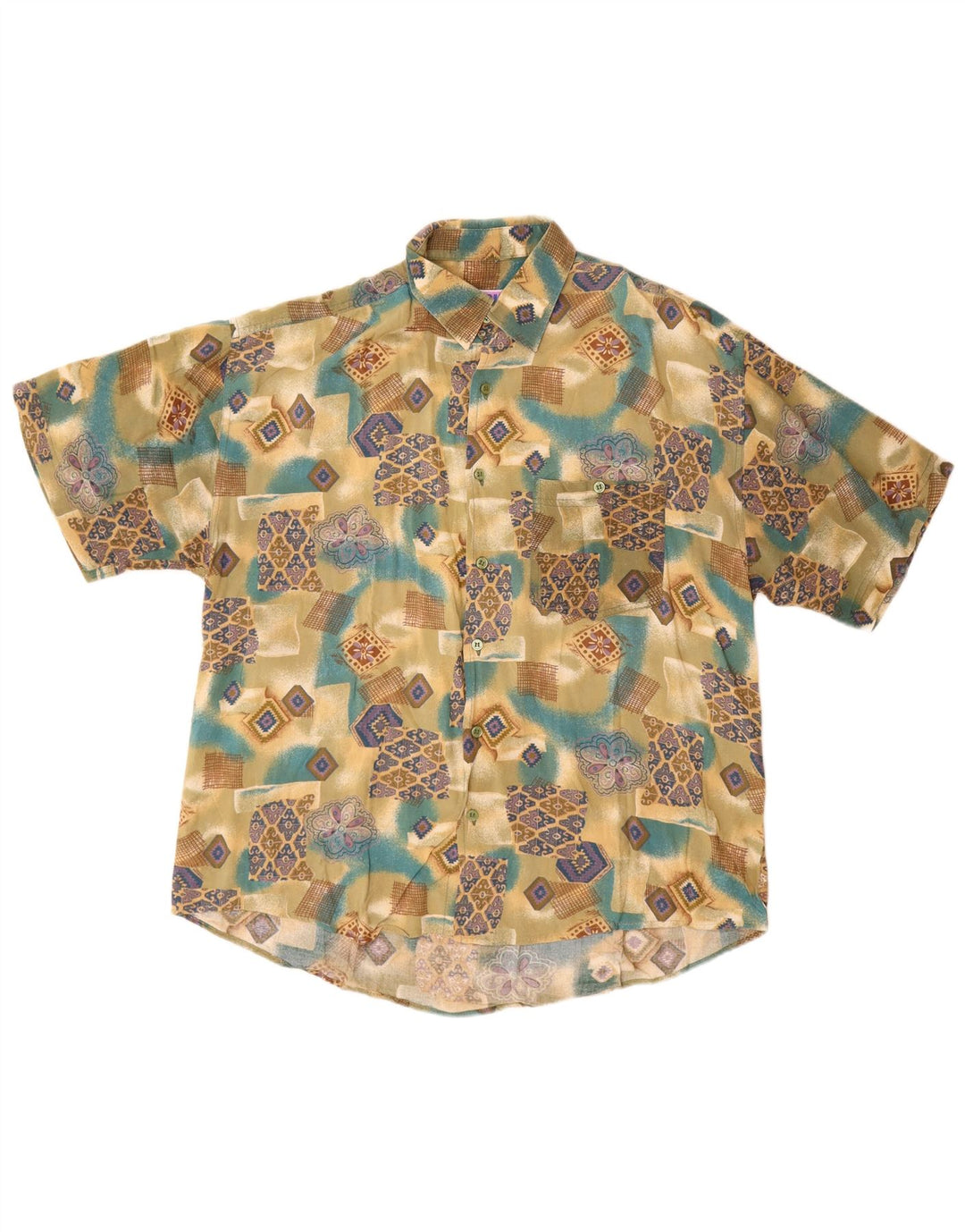 Camisa Básica Hombre Manga Corta XL Multicolor Geométrica