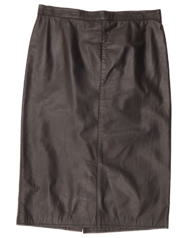 Falda de cuero vintage para mujer W32 grande negro