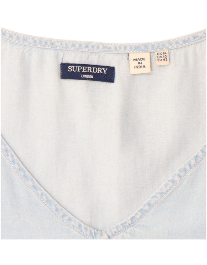 SUPERDRY Vestido acampanado para mujer UK 44 Lyocell azul medio