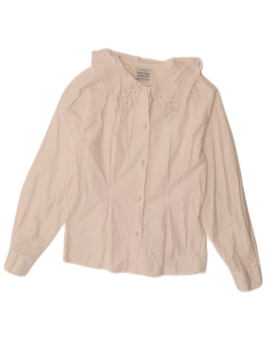 Benetton Blusa Camisera Mujer ES 44 Mediano Blanco
