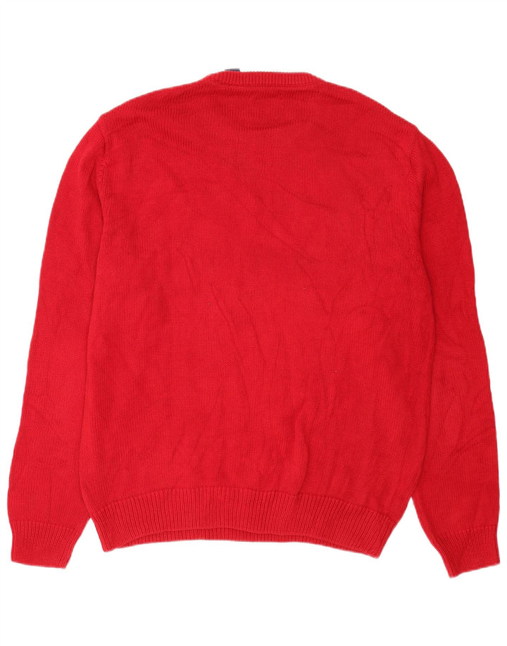 Chaps - Jersey de cuello redondo para hombre, talla grande, algodón rojo