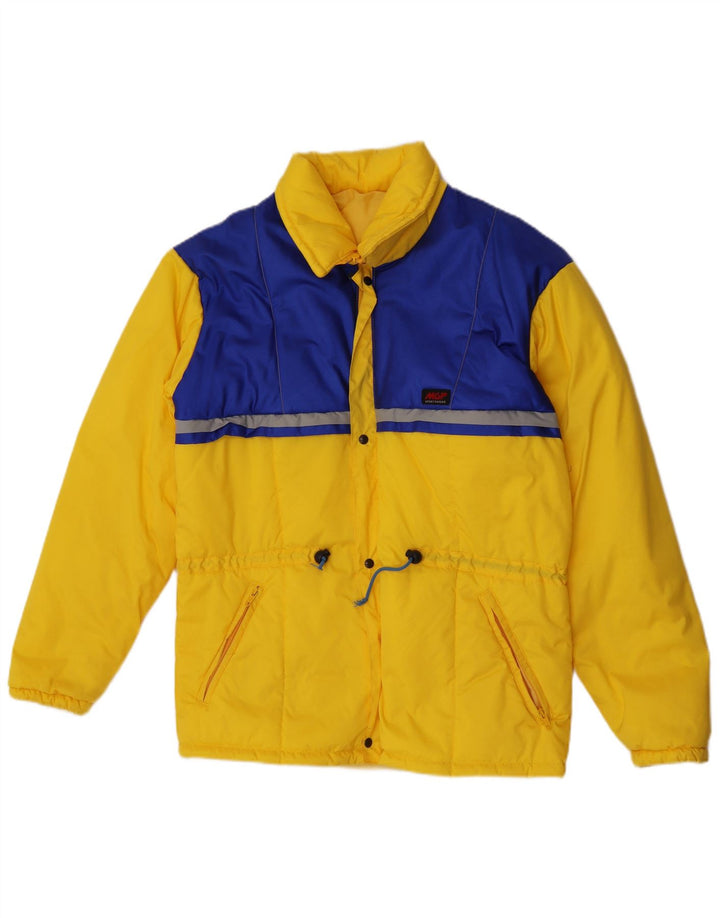 Chaqueta acolchada con capucha vintage para hombre IT 48 Poliamida color block amarillo medio