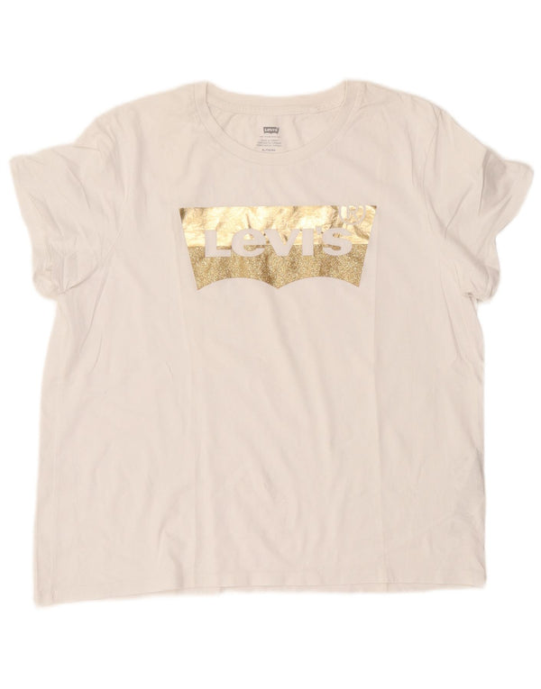 Levi's Camiseta gráfica para mujer Top UK 18 XL Algodón blanco