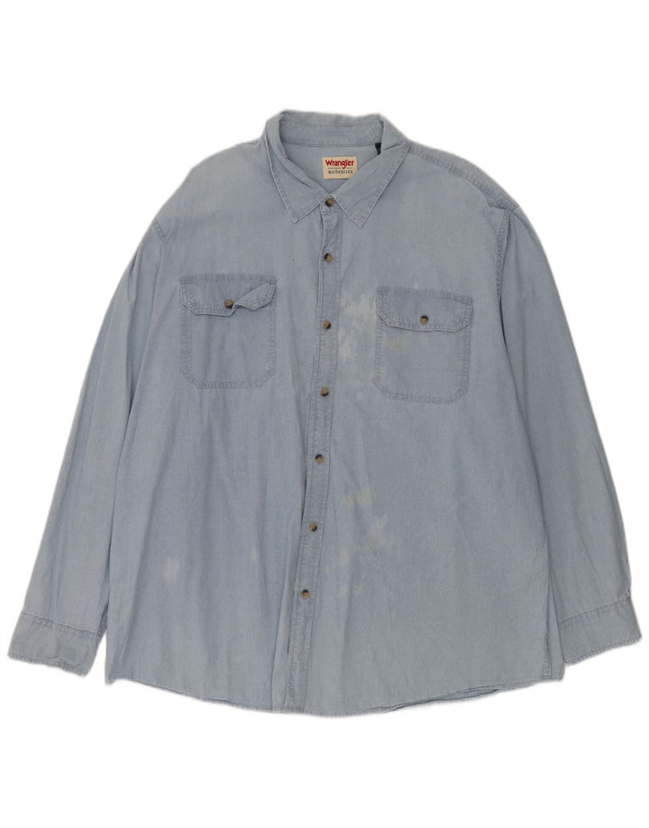 Camisa Wrangler Hombre 2XL Algodón Azul