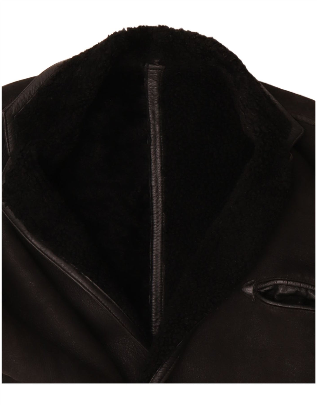 Vintage hombres shearling chaqueta Reino Unido 40 grande negro