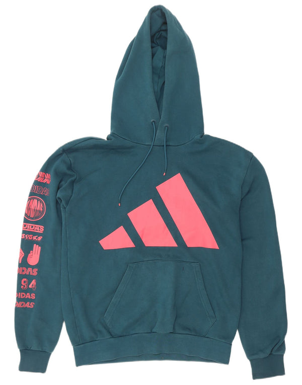 Adidas Hombre Sudadera Con Capucha Gráfica Jersey Pequeño Algodón Azul
