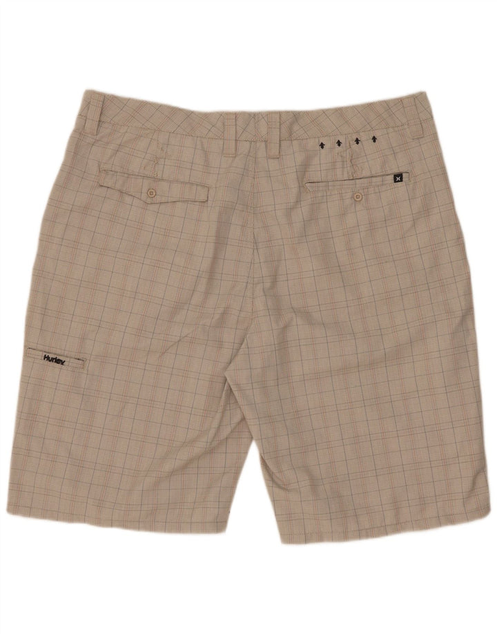 Hurley Shorts Cargo Hombre W38 XL Poliéster A Cuadros Gris