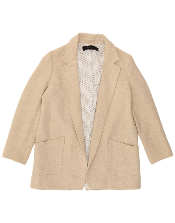 Zara Chaqueta Americana Abierta para Mujer Reino Unido 46 Grande Blanco Roto